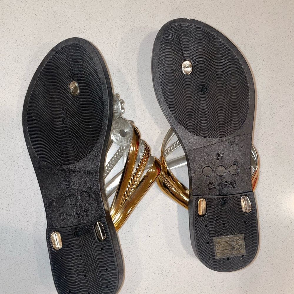 Gold and Silver Women's Sandals - Picture 2 of 2